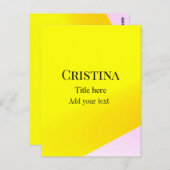 Geel roze abstract voeg naam toe titel tekst patro briefkaart (Voorkant / Achterkant)