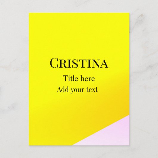 Geel roze abstract voeg naam toe titel tekst patro briefkaart (Voorkant)