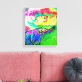 Geel roze abstracte papaver abstracte waterverf canvas afdruk (Insitu (Woonkamer))
