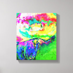 Geel roze abstracte papaver abstracte waterverf canvas afdruk