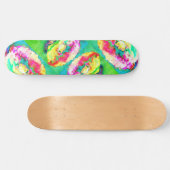 Geel roze abstracte schilderij van papavers persoonlijk skateboard (Horizontaal)