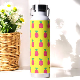 Geel Roze Ananas Fruit Patroon Waterfles