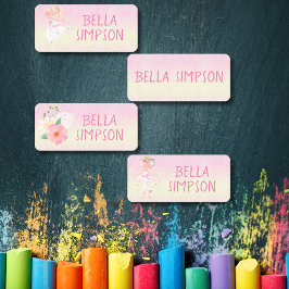 Geel/roze ballerina waterdichte kleding naam labels