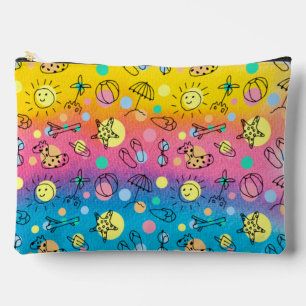 Geel Roze Blauw Aqua Waterverf Schattige Strand Etui