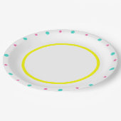 Geel roze blauw geometrisch patroon papieren bordje (Gekanteld)