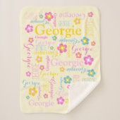 Geel roze blauw meisjes naam Georgie bloem deken (Voorkant)