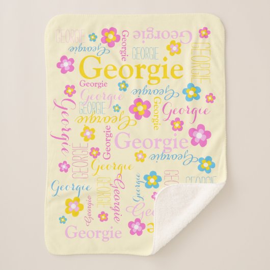 Geel roze blauw meisjes naam Georgie bloem deken (Voorkant)