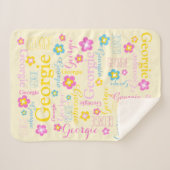 Geel roze blauw meisjes naam Georgie bloem deken (Voorkant (horizontaal))