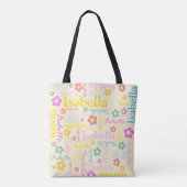 Geel roze blauw meisjes naam Isabella bloem Tote Bag (Achterkant)