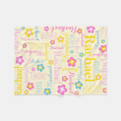 Geel roze blauw meisjes naam Rachael bloem deken (Voorkant (Horizontaal))