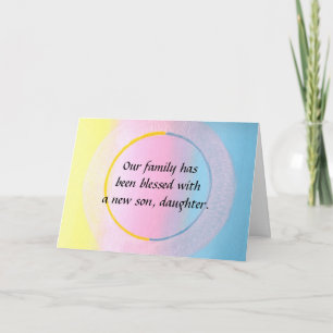 Geel Roze Blauw Sphere Adoption Aankondiging Kaart