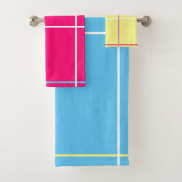 Geel Roze Blauw Witte Strepen Bad Handdoek
