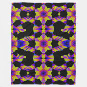 Geel, Roze Blauwe Lotus in Zwarte Fleece Deken (Voorkant)
