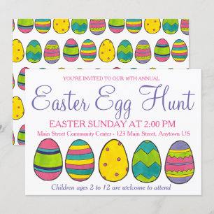 Geel roze blauwe paaskoreneihunt kaart