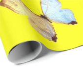 Geel roze blauwe vlinders Verpakkingspapier Cadeaupapier (Rol Hoek)