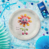 Geel roze bloemdocument Bord (Feest)