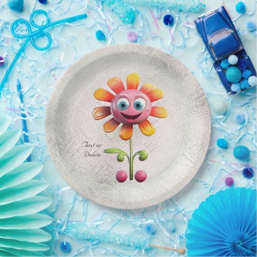 Geel roze bloemdocument Bord (Feest)