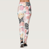  Geel Roze Bloemen Dier Print Valentijn Leggings (Achterkant)