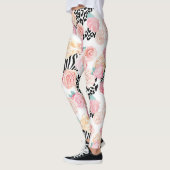  Geel Roze Bloemen Dier Print Valentijn Leggings (Links)