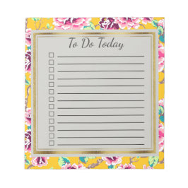 Geel roze bloemen goud om Notitieblok te doen