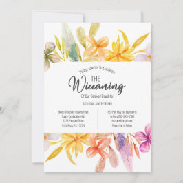 Geel roze bloemen wiccaning ceremonie kaart