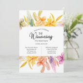 Geel roze bloemen wiccaning ceremonie kaart (Staand voorkant)