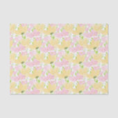 Geel Roze Bloemendecoupage Tissuepapier (Voorkant)