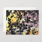 Geel roze bloempatroon digitale bloem briefkaart (Voorkant / Achterkant)