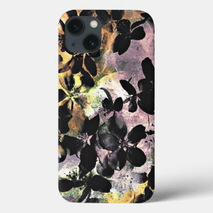 Geel roze bloempatroon digitale bloem iPhone 13 hoesje
