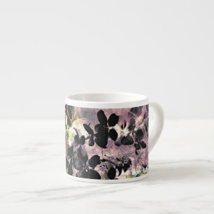 Geel roze bloempatroon digitale bloem espresso kop