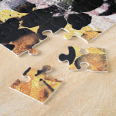 Geel roze bloempatroon digitale bloem legpuzzel (Zijkant)