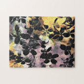 Geel roze bloempatroon digitale bloem legpuzzel (Horizontaal)