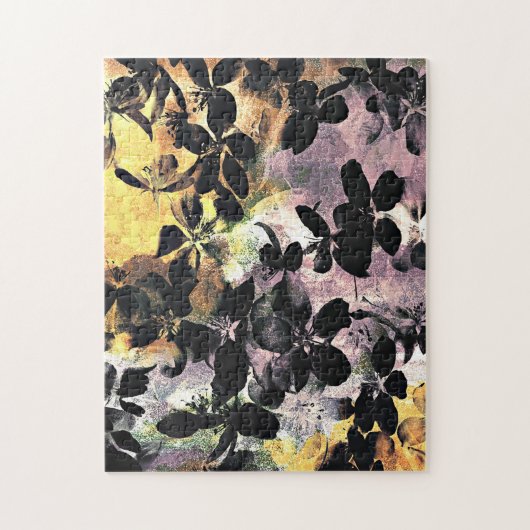 Geel roze bloempatroon digitale bloem legpuzzel (Verticaal)