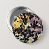Geel roze bloempatroon digitale bloem ronde button 7,6 cm (Voorkant /achterkant)