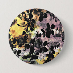 Geel roze bloempatroon digitale bloem ronde button 7,6 cm