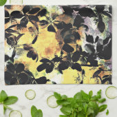 Geel roze bloempatroon digitale bloem theedoek (Gevouwen)