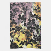 Geel roze bloempatroon digitale bloem theedoek (Verticaal)