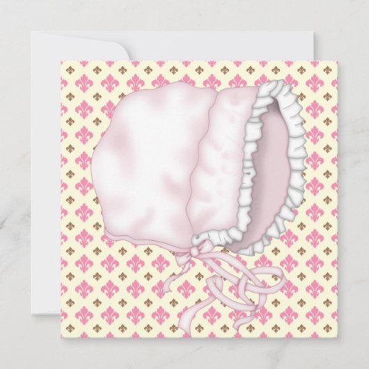 Geel Roze Bruin Fleur de Lis Baby shower Kaart (Voorkant)