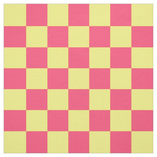 Geel Roze Check Patroon Textiel Stof (Swatch)