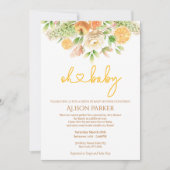 Geel roze citrus Floral drive by Baby shower Kaart (Voorkant)