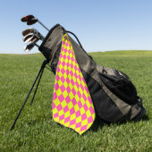 Geel Roze Diamant Checker Patroon Golfhanddoek (Groen)
