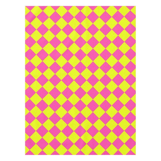 Geel Roze Diamant Checker Patroon Tafelkleed (Voorkant)