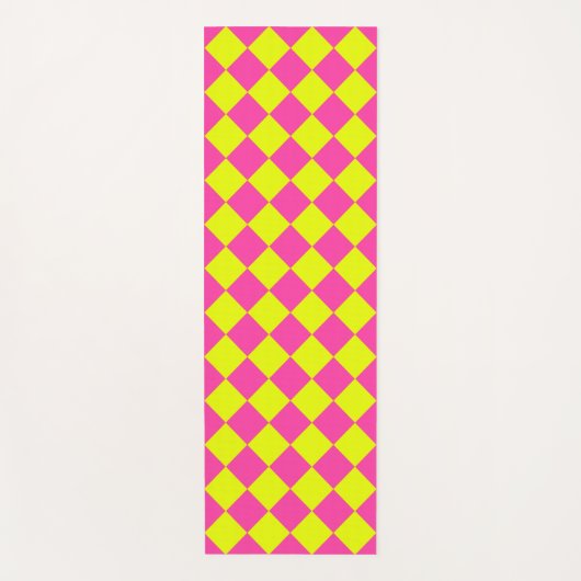 Geel Roze Diamant Checker Patroon Yogamat (Voorkant)