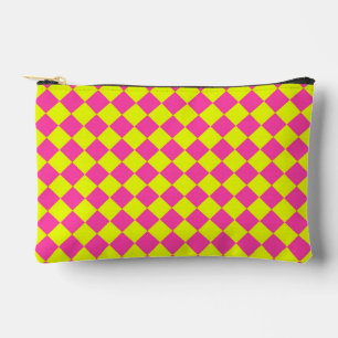 Geel Roze Diamant Schachbrett Patroon Klein Etui