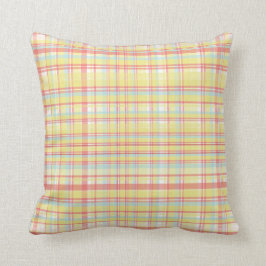 Geel, Roze en Blauw Geplakt Patroon Kussen