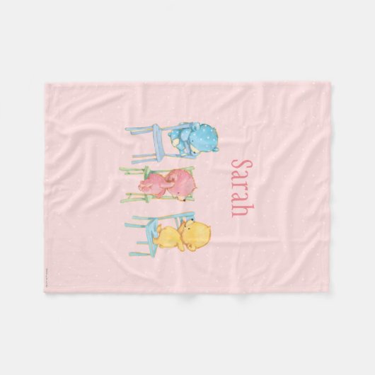 Geel, Roze, en Blauwe Beren op Voorzitters Fleece Deken (Voorkant (Horizontaal))