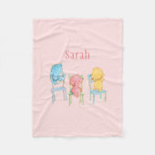 Geel, Roze, en Blauwe Beren op Voorzitters Fleece Deken (Voorkant)