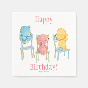 Geel, Roze, en Blauwe Beren op Voorzitters Servetten