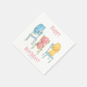 Geel, Roze, en Blauwe Beren op Voorzitters Servetten (Hoek)