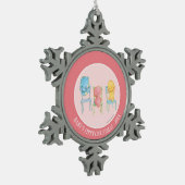Geel, Roze, en Blauwe Beren op Voorzitters Tin Sneeuwvlok Ornament (Links)